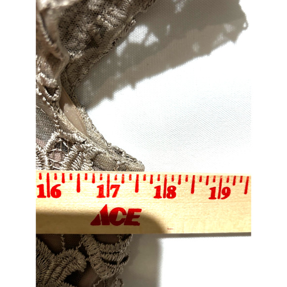 New Lace Chiffon satin A-Line Mocha Formal dress Mother of bride Prom Gala sz M - Picture 8 of 16